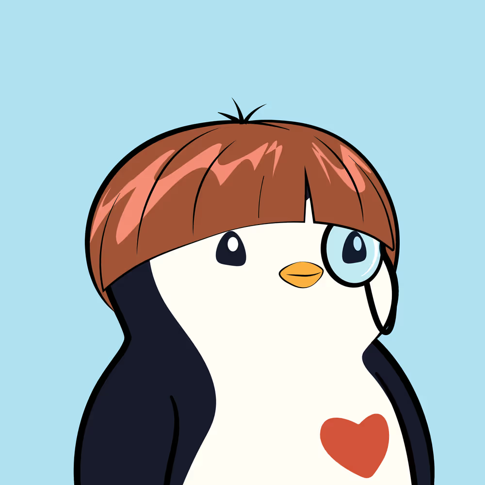 Fishbowl's mascot — a penguin with a copper bowl-cut and a monocle